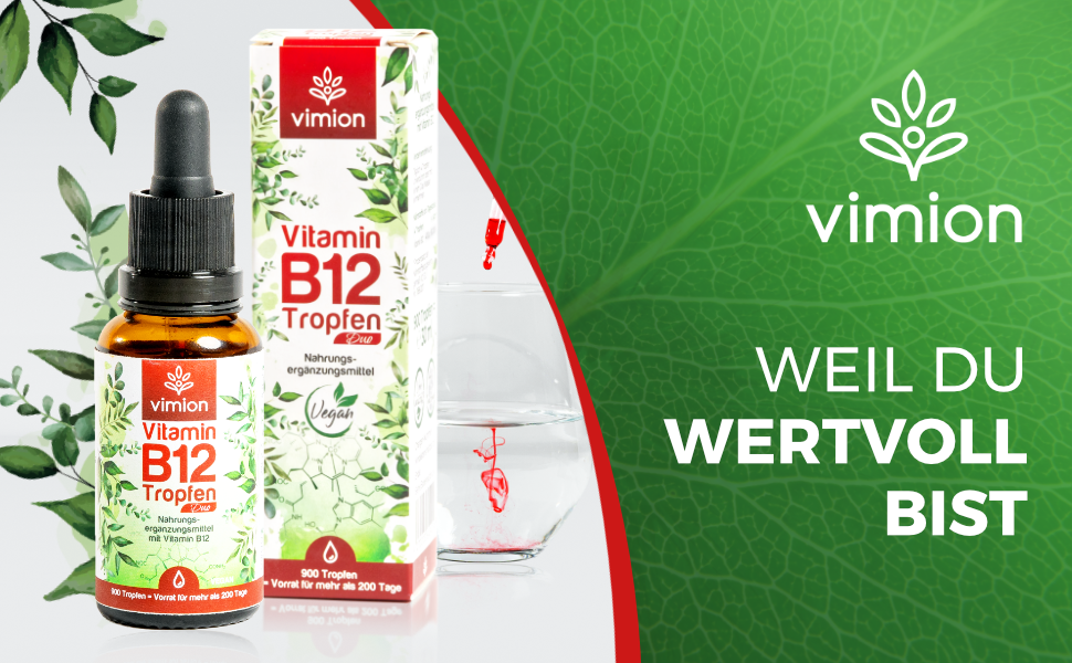 Vimion Vitamin B12 Tropfen Duo | vegan, bioaktiv & durchdacht dosiert | 200+ Tage