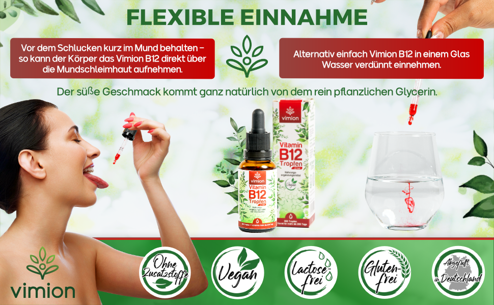 Vimion Vitamin B12 Tropfen Duo | vegan, bioaktiv & durchdacht dosiert | 200+ Tage