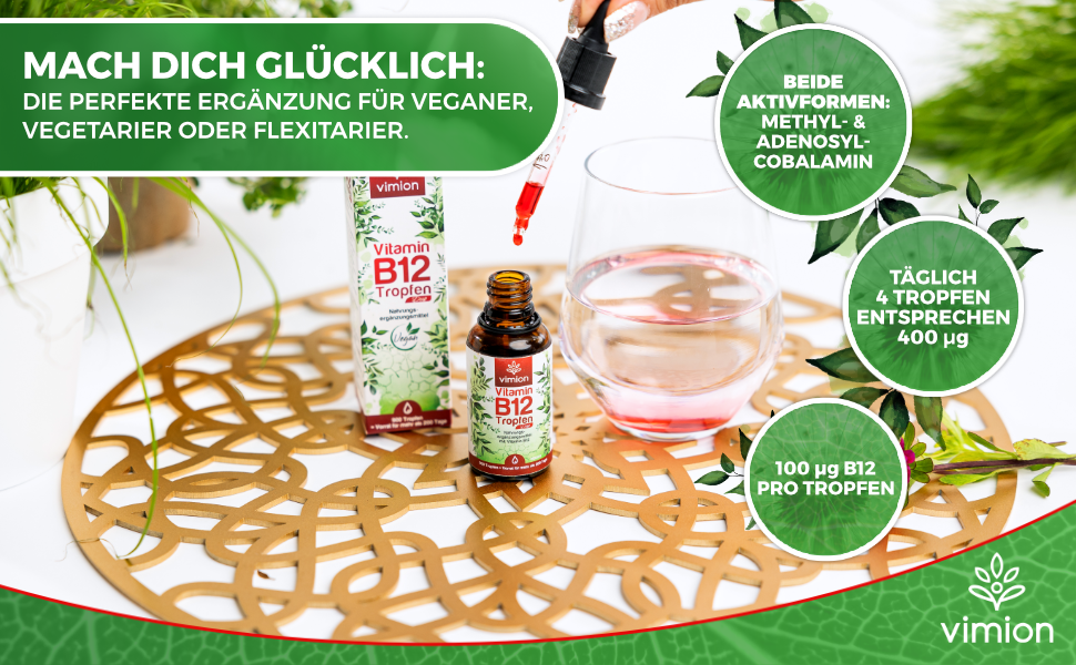 Vimion Vitamin B12 Tropfen Duo | vegan, bioaktiv & durchdacht dosiert | 200+ Tage