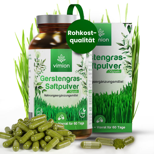 Vimion Gerstengras Kapseln | natürliches Nahrungsergänzungsmittel | 60 Tage