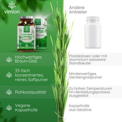 Vimion Gerstengras Kapseln | natürliches Nahrungsergänzungsmittel | 60 Tage