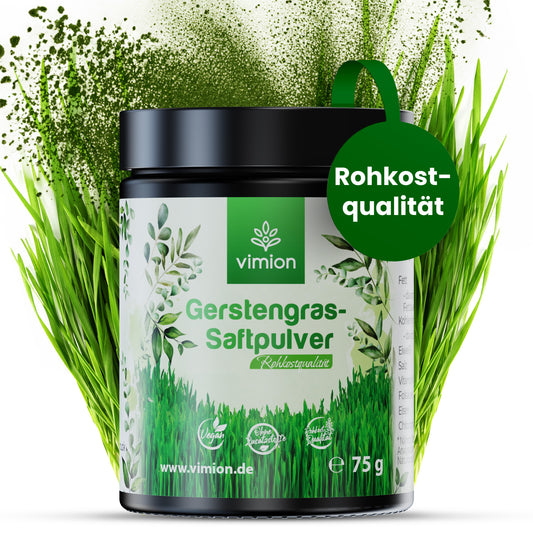 Vimion Gerstengras-Saftpulver | natürlich rohes Nahrungsergänzungsmittel | 30 Tage